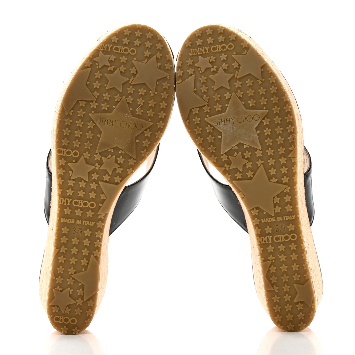 Patent Thong Platform Wedge Slide Sandals 37.5 Black