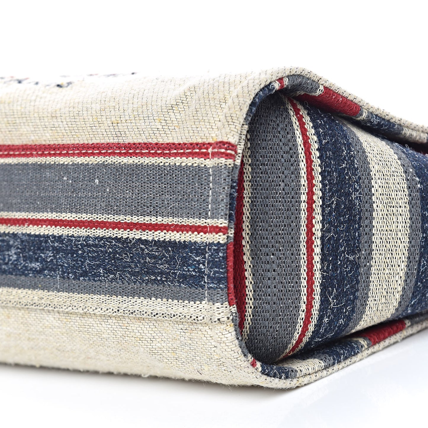 Striped Canvas Small Deauville Tote Beige