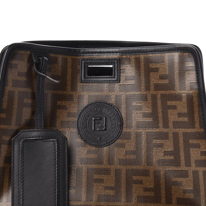 Fendi Glazed Fabric Vitello Century FF 1974 Stamp Patch Mini Peekaboo Defender Cover Mogano Panna Black 10 of 11