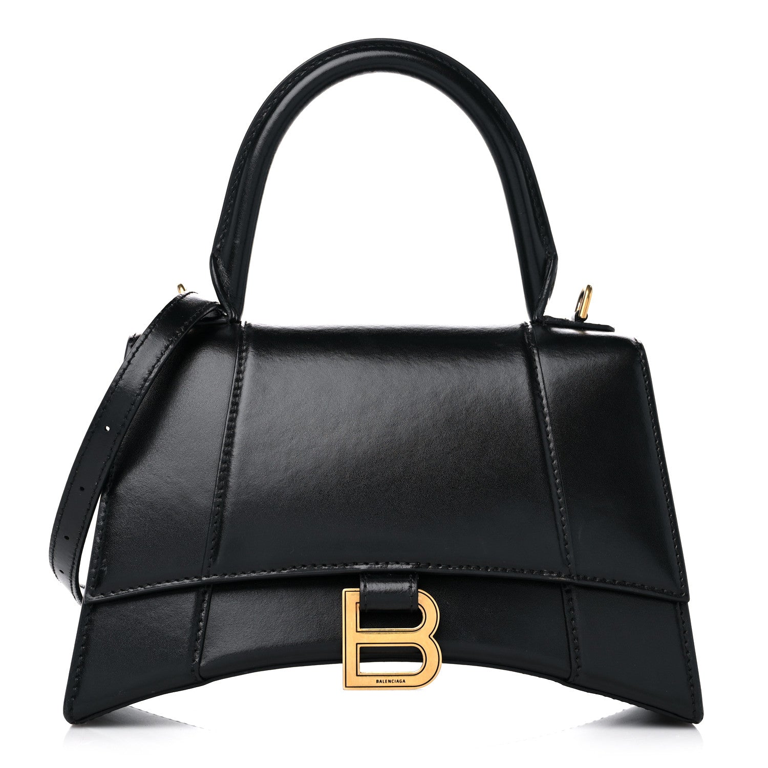 Balenciaga Shiny Box Calfskin Small Hourglass Top Handle Bag Black 1 of 14