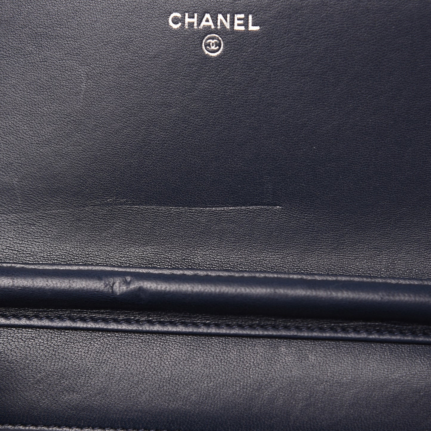 Lambskin Double Quilted Stitch Wallet On Chain WOC Navy Blue