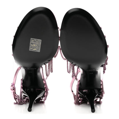 Saint Laurent Metallic Lambskin Chain Babylone 90 Ankle Strap Sandals 38 Bubblegum 6 of 9