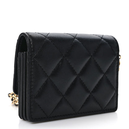 Chanel Lambskin Quilted Flap Card Holder With Cuff L Black 3 of 9