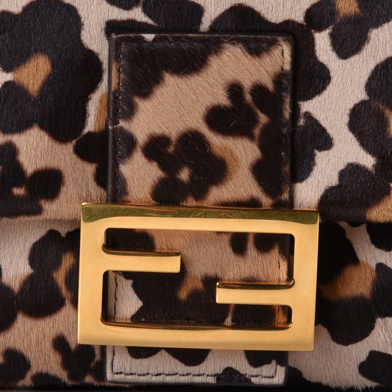 Fendi Vitello Pelo Seta Paisley Leopard Print Baguette Cammello Beige Black 11 of 11