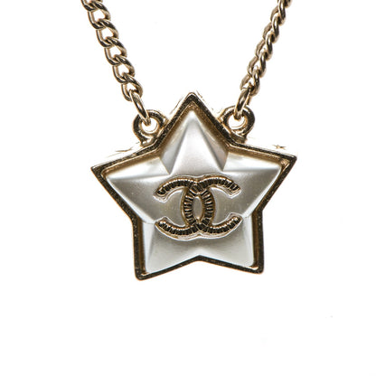 Chanel Metal Resin Star CC Necklace Silver Gold 3 of 6