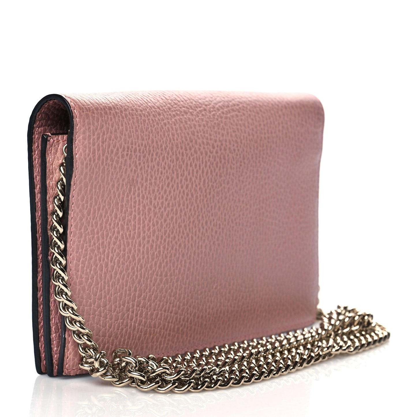 Dollar Calfskin Medium Betty Chain Wallet Soft Pink