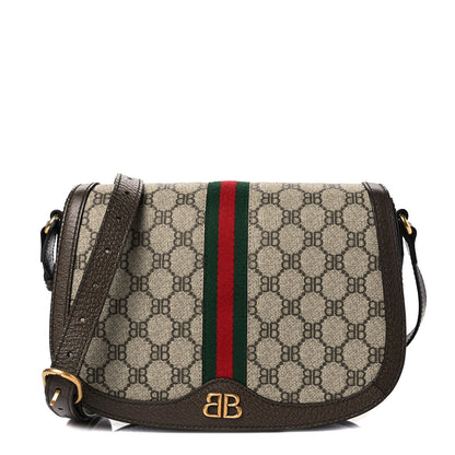 Gucci X BALENCIAGA BB Supreme Monogram Web Small Ophidia Shoulder Bag Beige New Acero 1 of 6