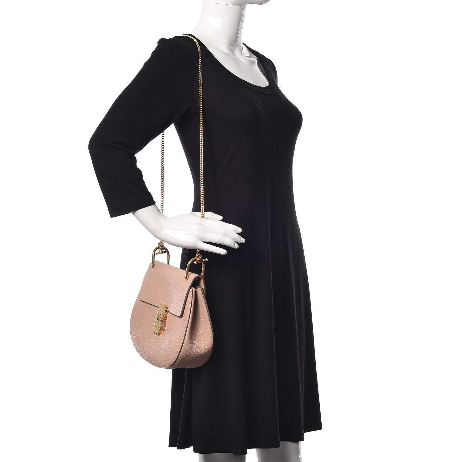 Chloe Grained Lambskin Drew Shoulder Bag Cement Pink 2 of 9