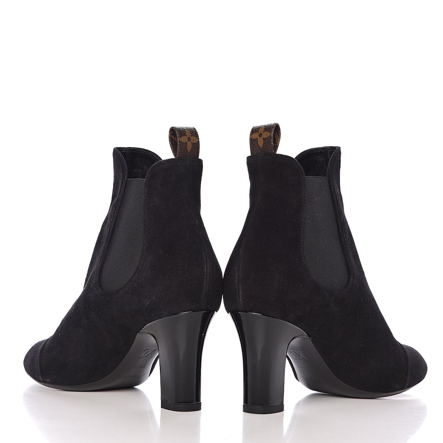 Suede Monogram Uniformes Cap Toe Chelsea 75mm Ankle Boots 38.5 Black