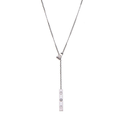 Cartier 18K White Gold Diamond Lariat Slide Pendant Necklace 1 of 9