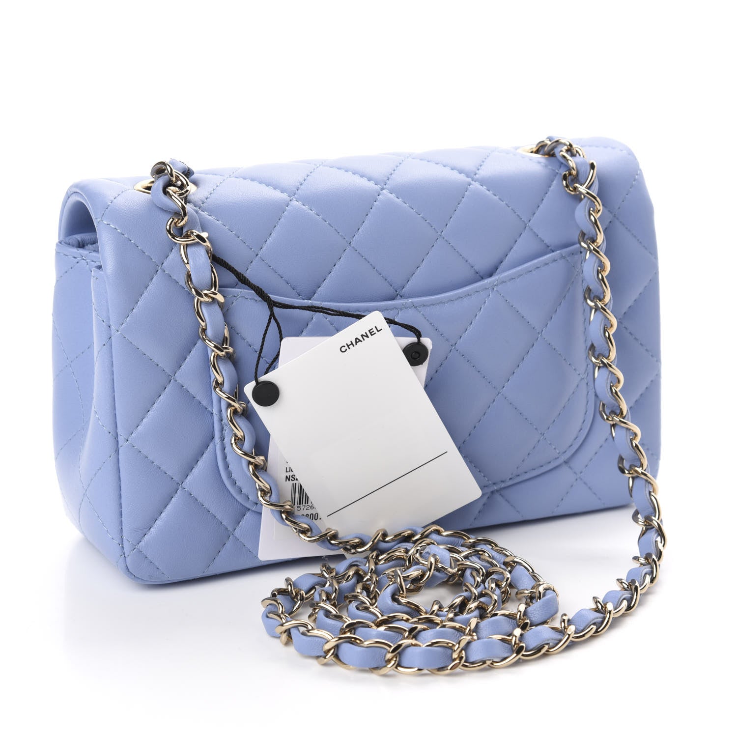 Chanel Lambskin Quilted Mini Rectangular Flap Light Blue 3 of 11