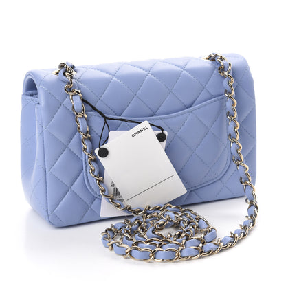 Chanel Lambskin Quilted Mini Rectangular Flap Light Blue 3 of 11
