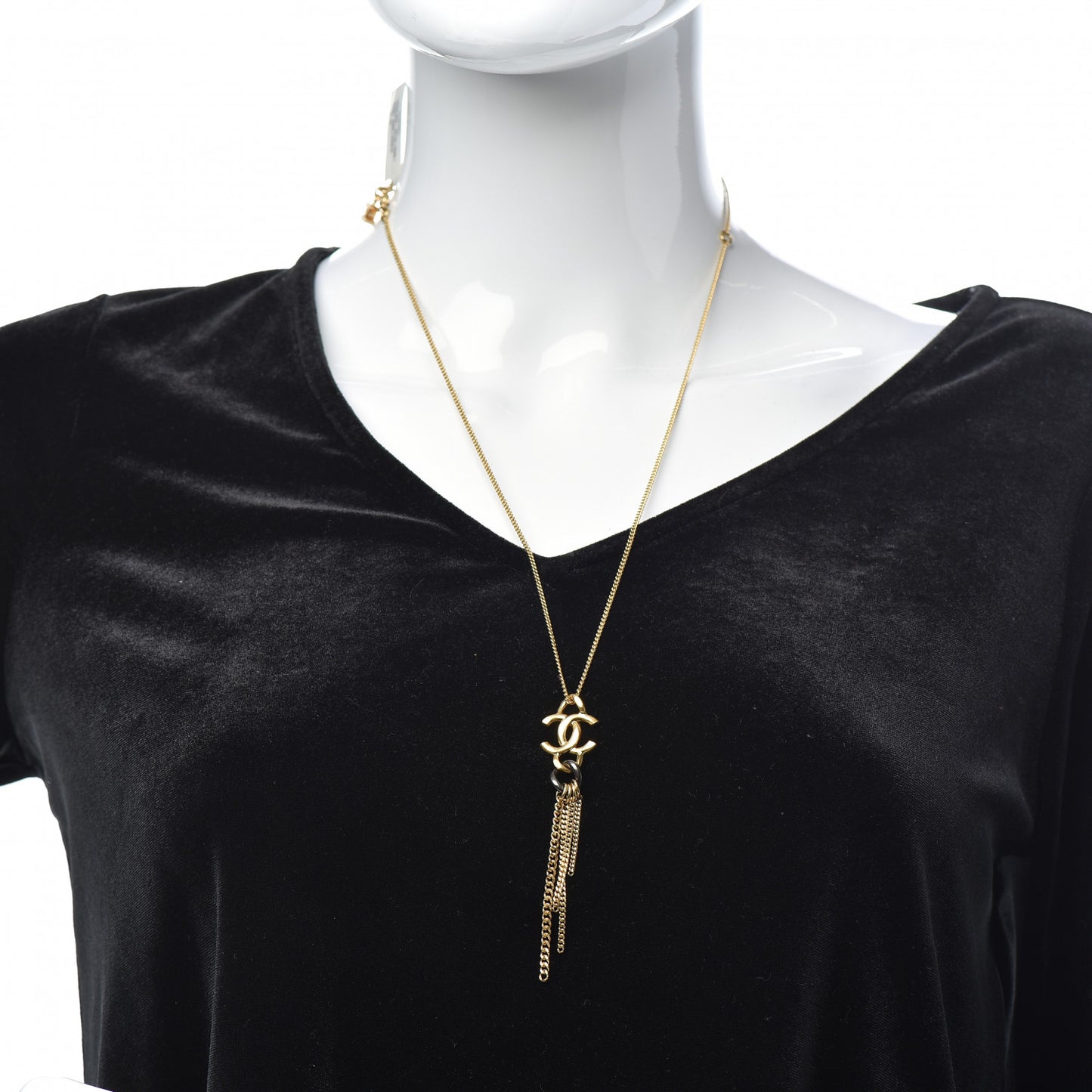 Chain CC Logo Pendant Necklace Gold