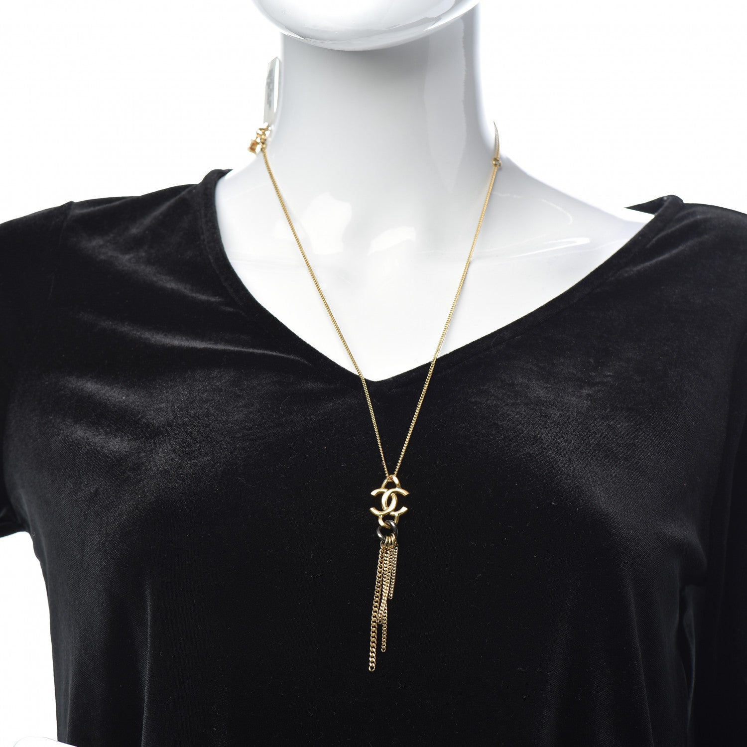 Chanel Chain CC Logo Pendant Necklace Gold 2 of 5