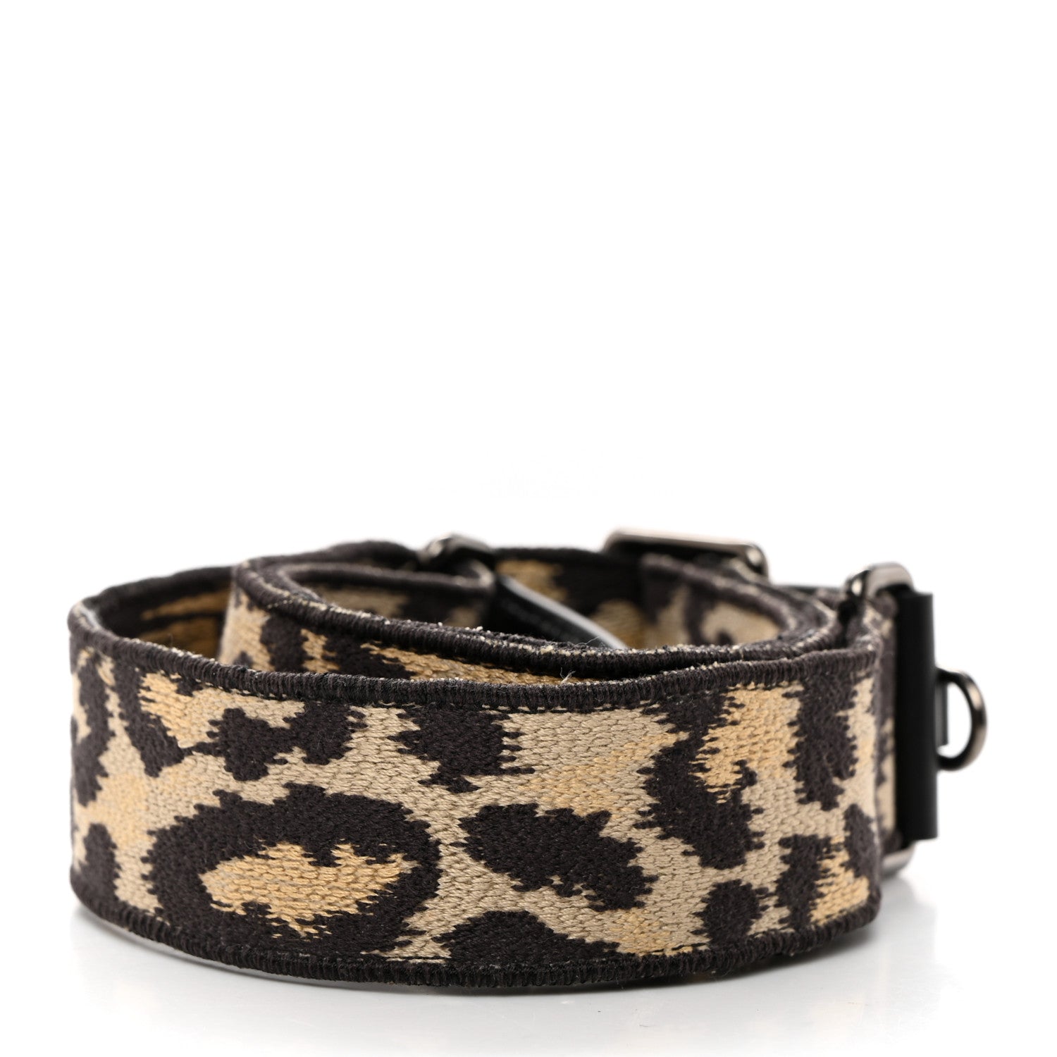 Christian Dior Canvas Mizza Embroidered Leopard Shoulder Strap Beige Black 2 of 5