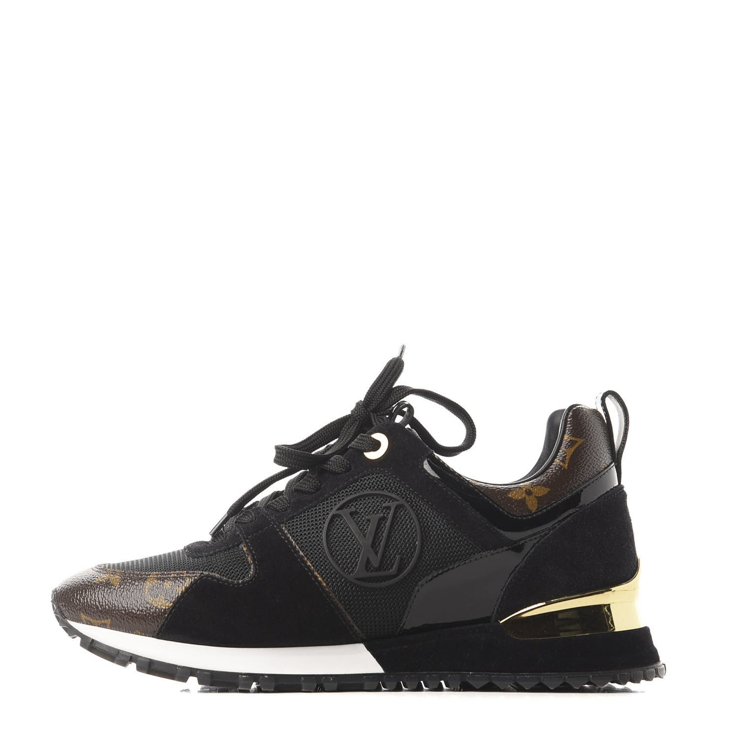 Suede Monogram Run Away Sneakers 37 Black