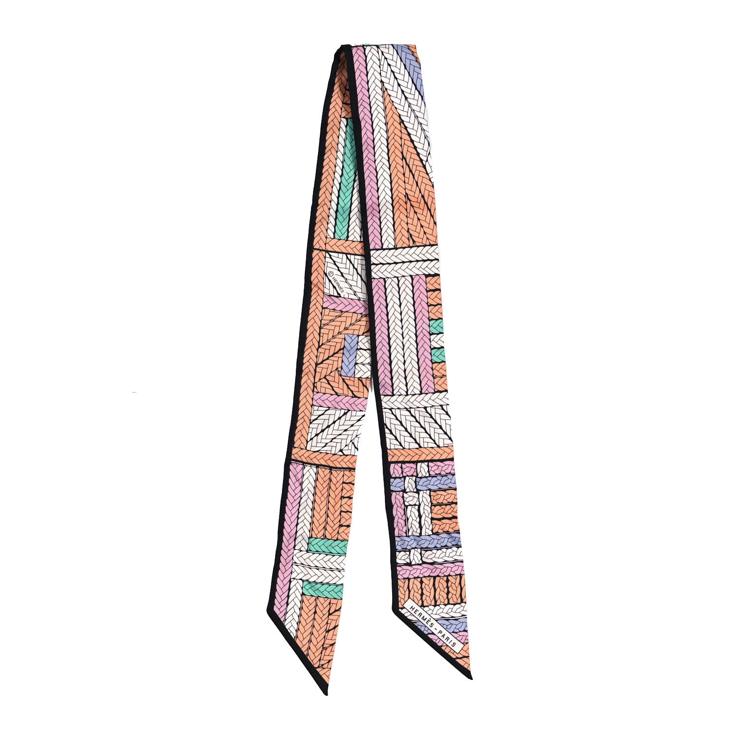 Hermes Silk Tresses H Twilly Abricot Black Rose 2 of 4