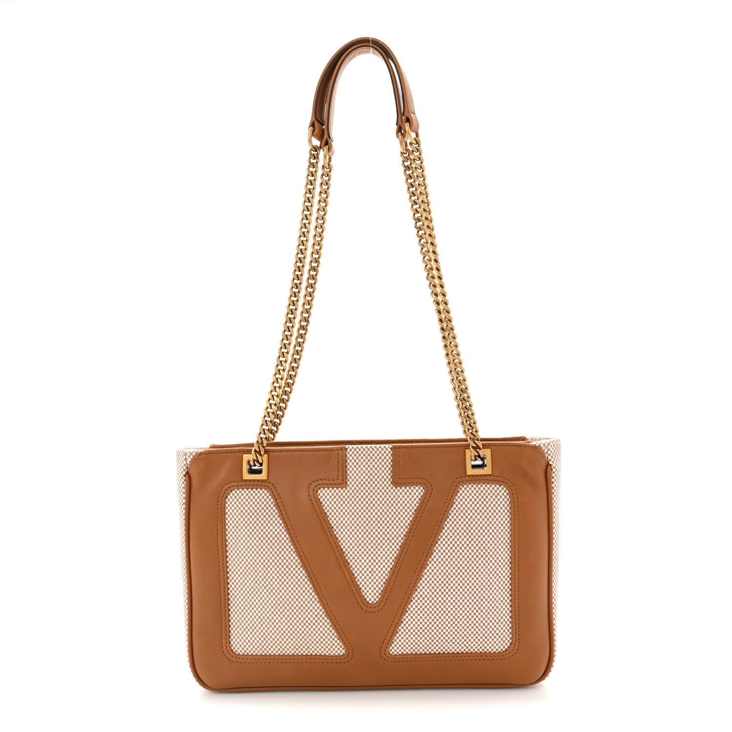 Valentino Garavani Nappa Canvas Small Viva Superstar Shopping Tote Natural Spice 1 of 9