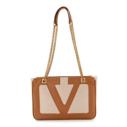 Valentino Garavani Nappa Canvas Small Viva Superstar Shopping Tote Natural Spice 1 of 9