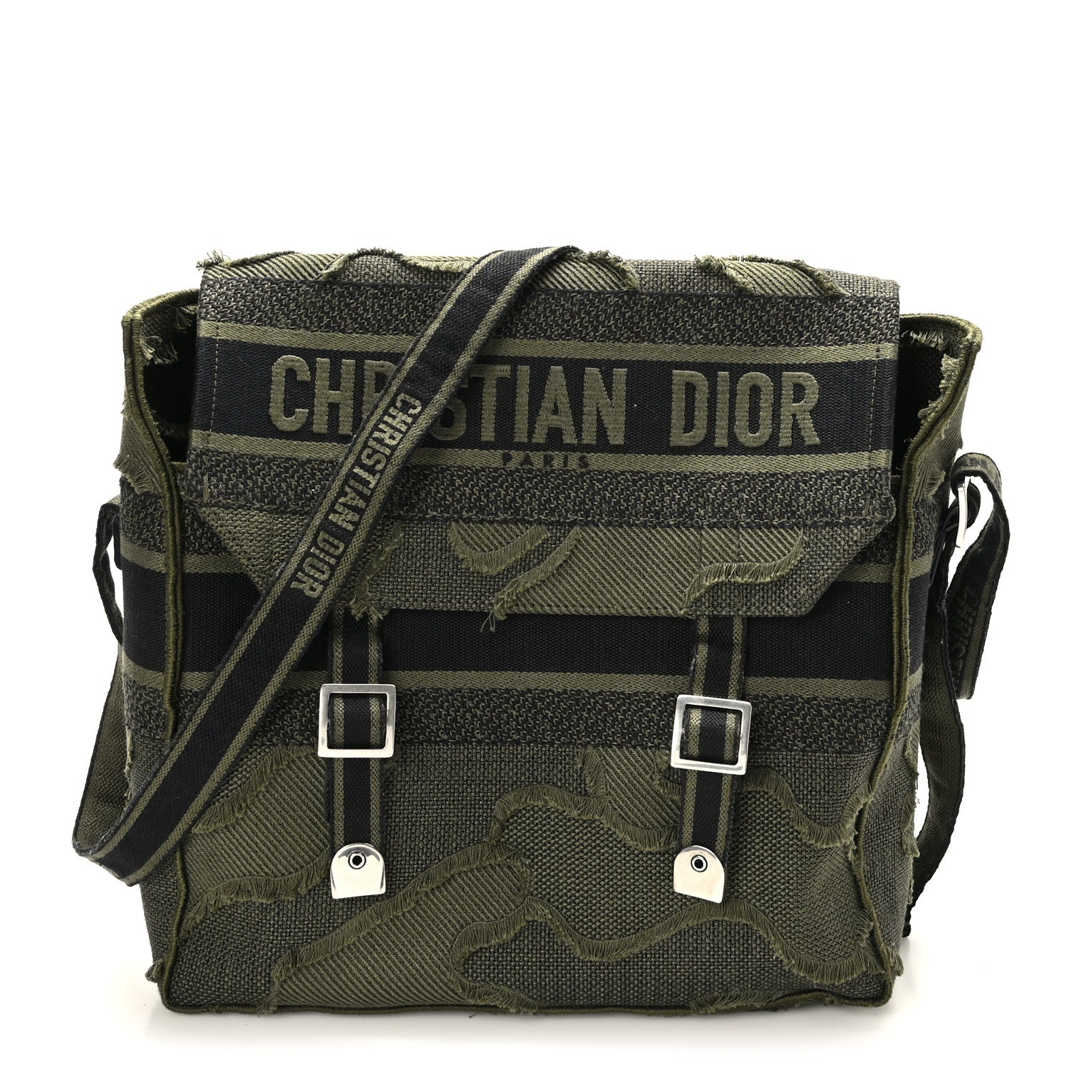 Christian Dior Canvas Embroidered Camouflage Diorcamp Messenger Green 1 of 10