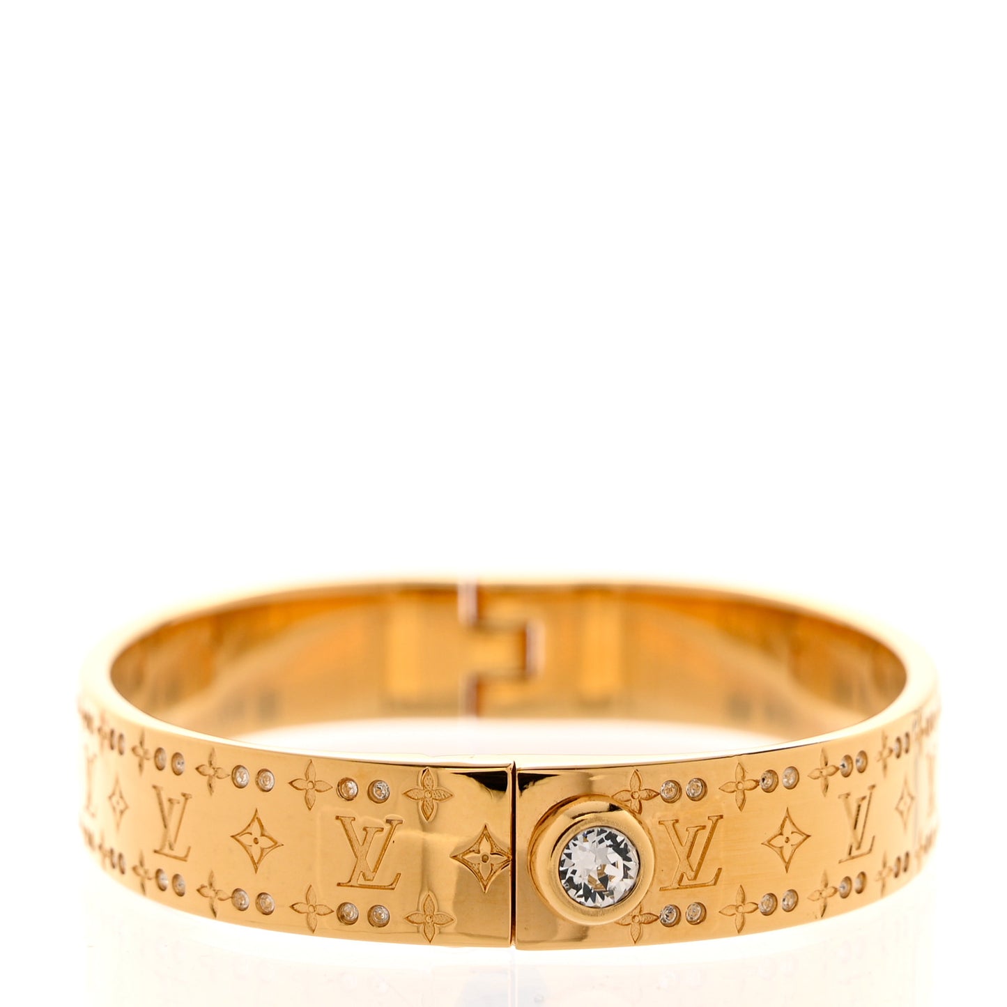 Brass Crystal Monogram Nanogram Strass Cuff S Gold