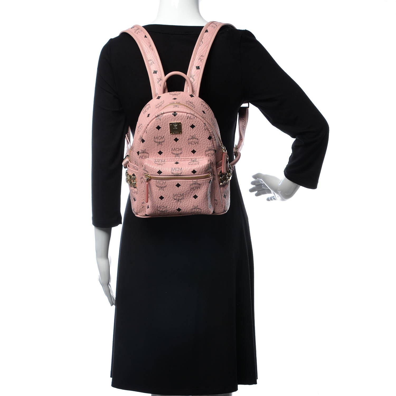 MCM Visetos Side Stud Mini Stark Backpack Pink 2 of 8