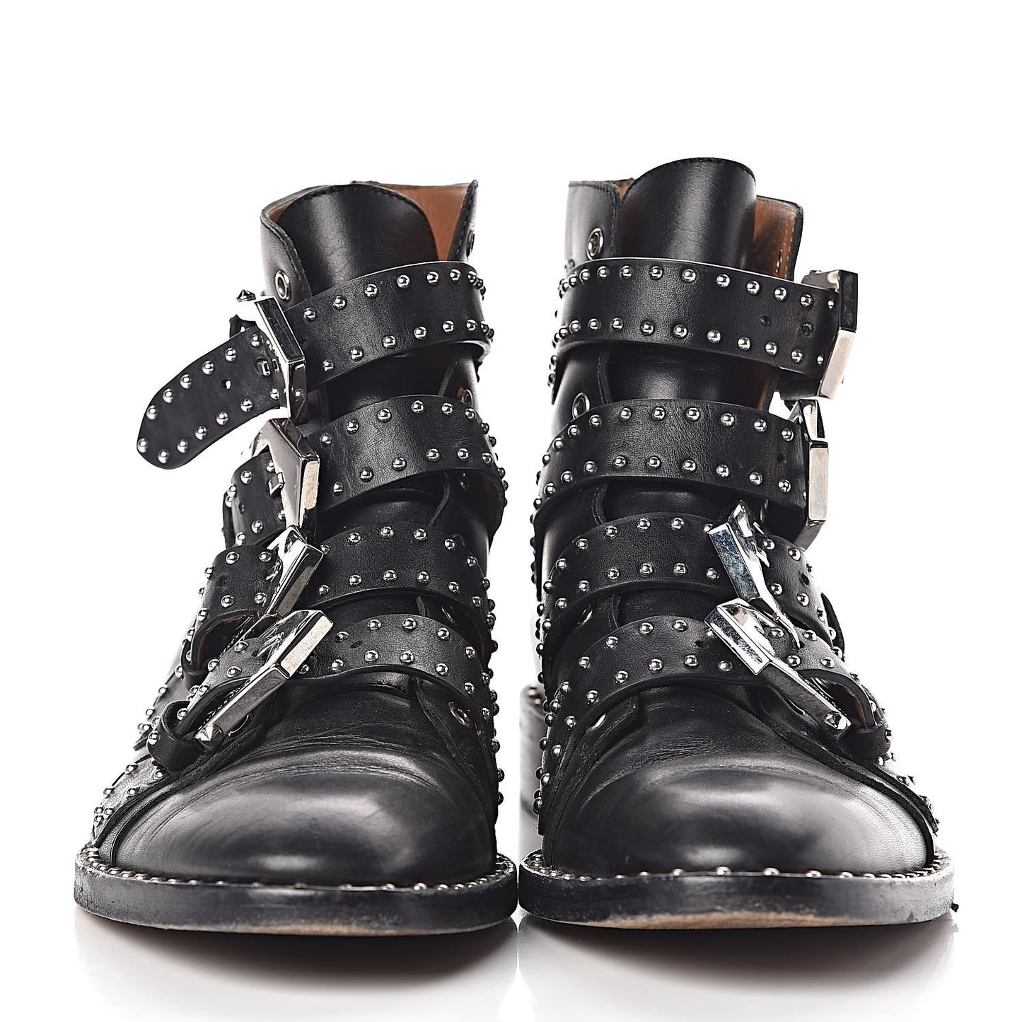 Calfskin Studded Prue Buckle Bootie 35 Black