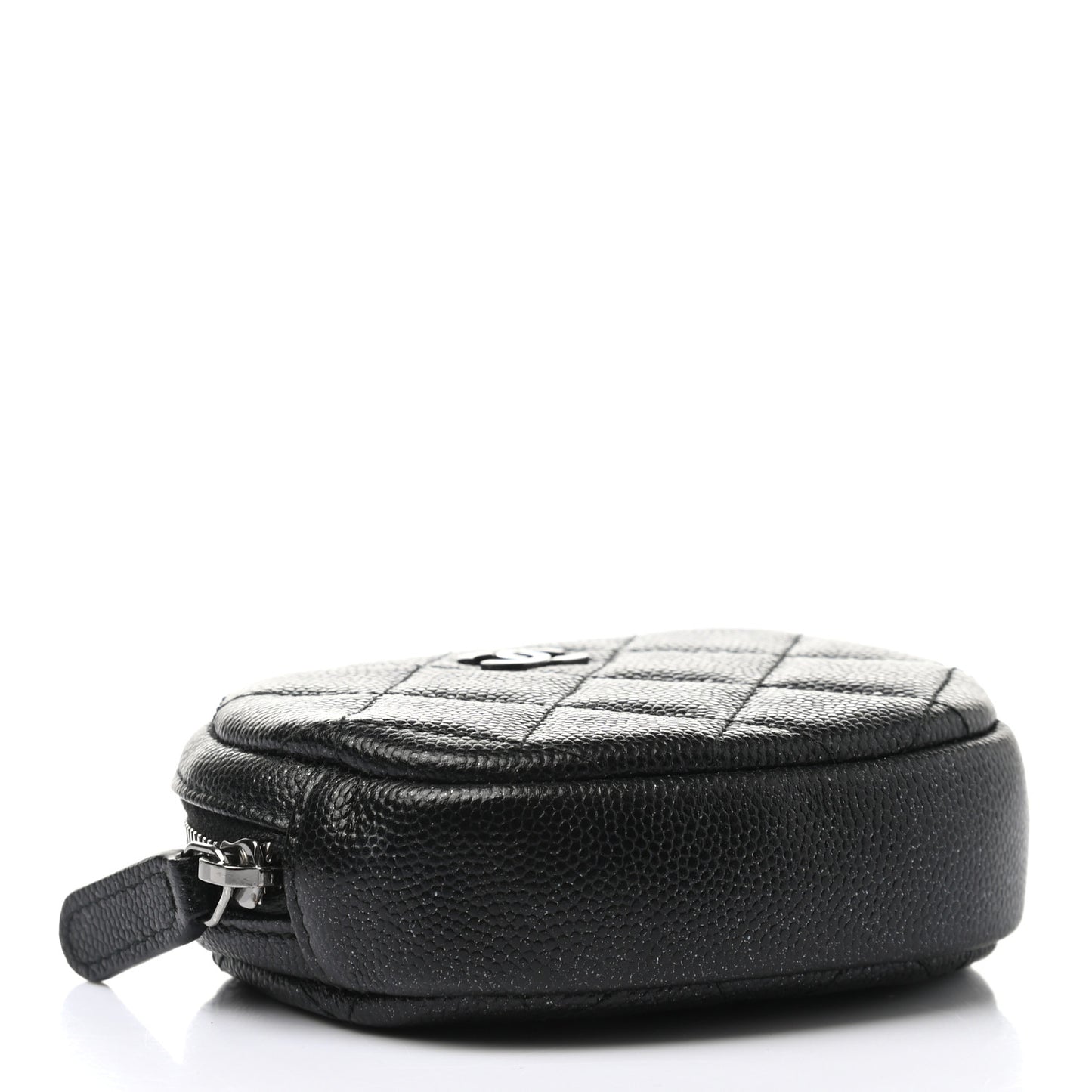 Iridescent Caviar Quilted Zip Around Classic Coin Purse Black