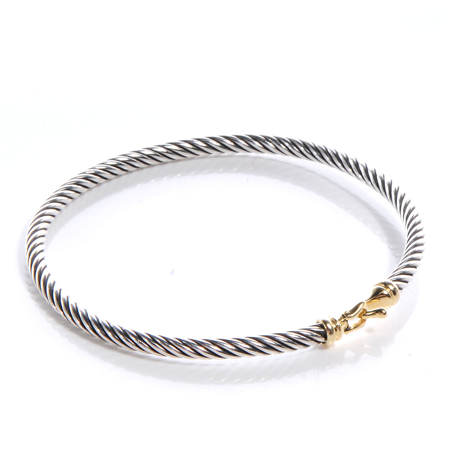 Sterling Silver 18K Yellow Gold 3mm Cable Buckle Bracelet