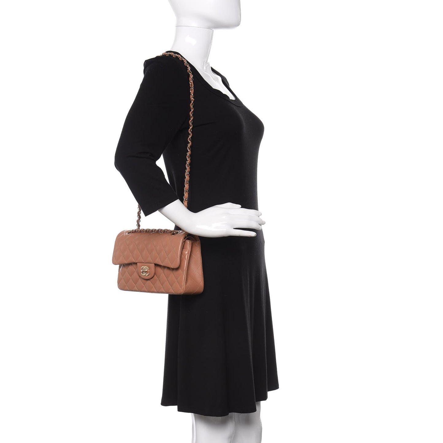 Lambskin Quilted Small Double Flap Brown