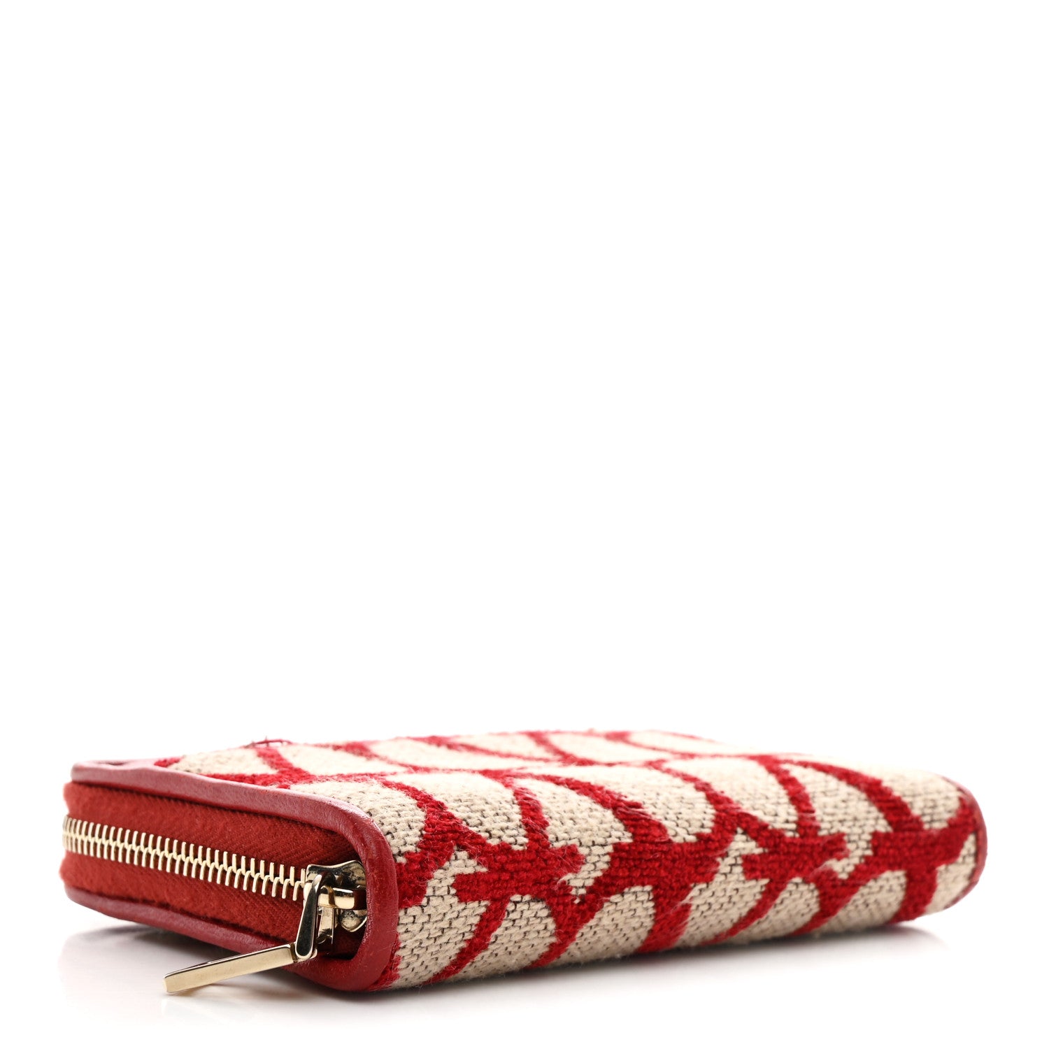 Valentino Garavani Toile Iconographe Zip Wallet Naturale Rosso