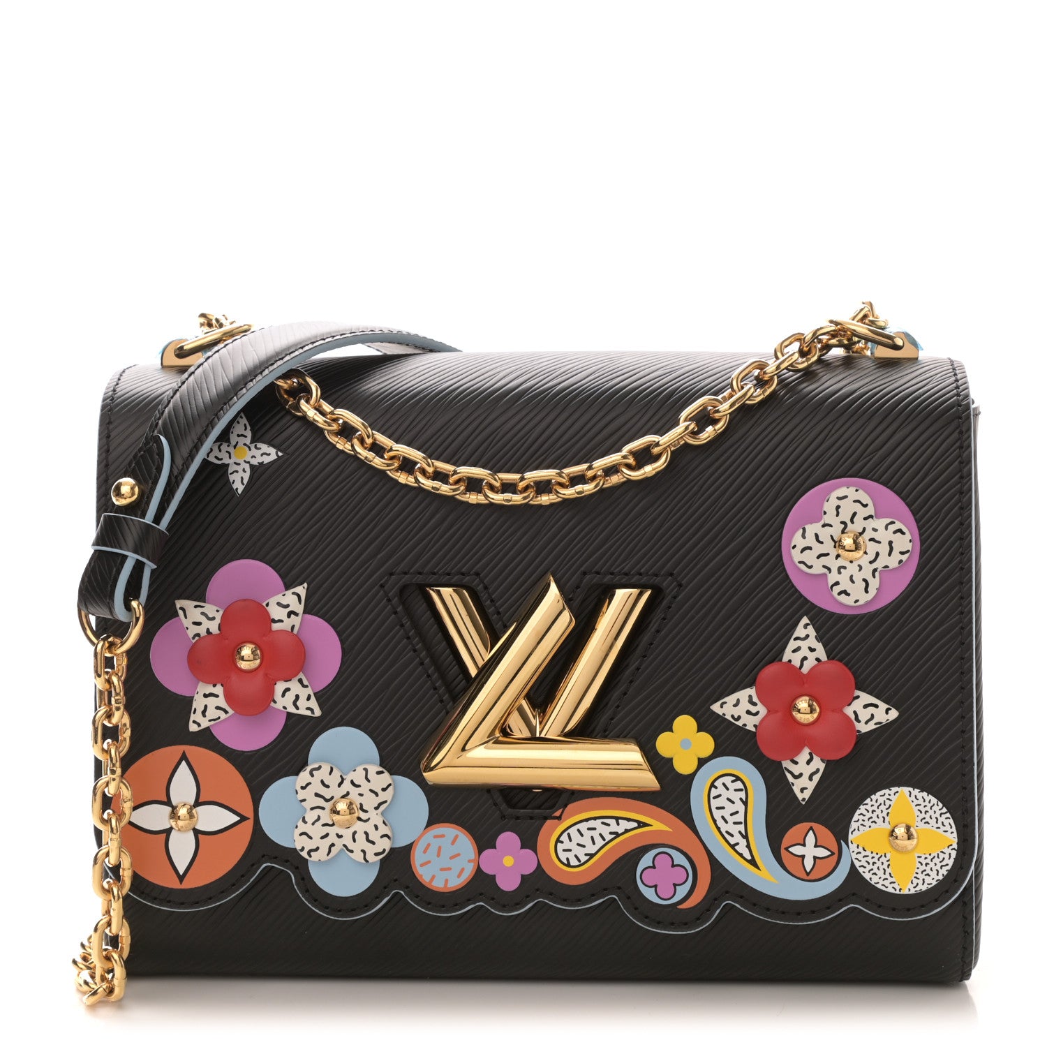Louis Vuitton Epi Blooming Flowers Twist Shoulder Bag MM Black