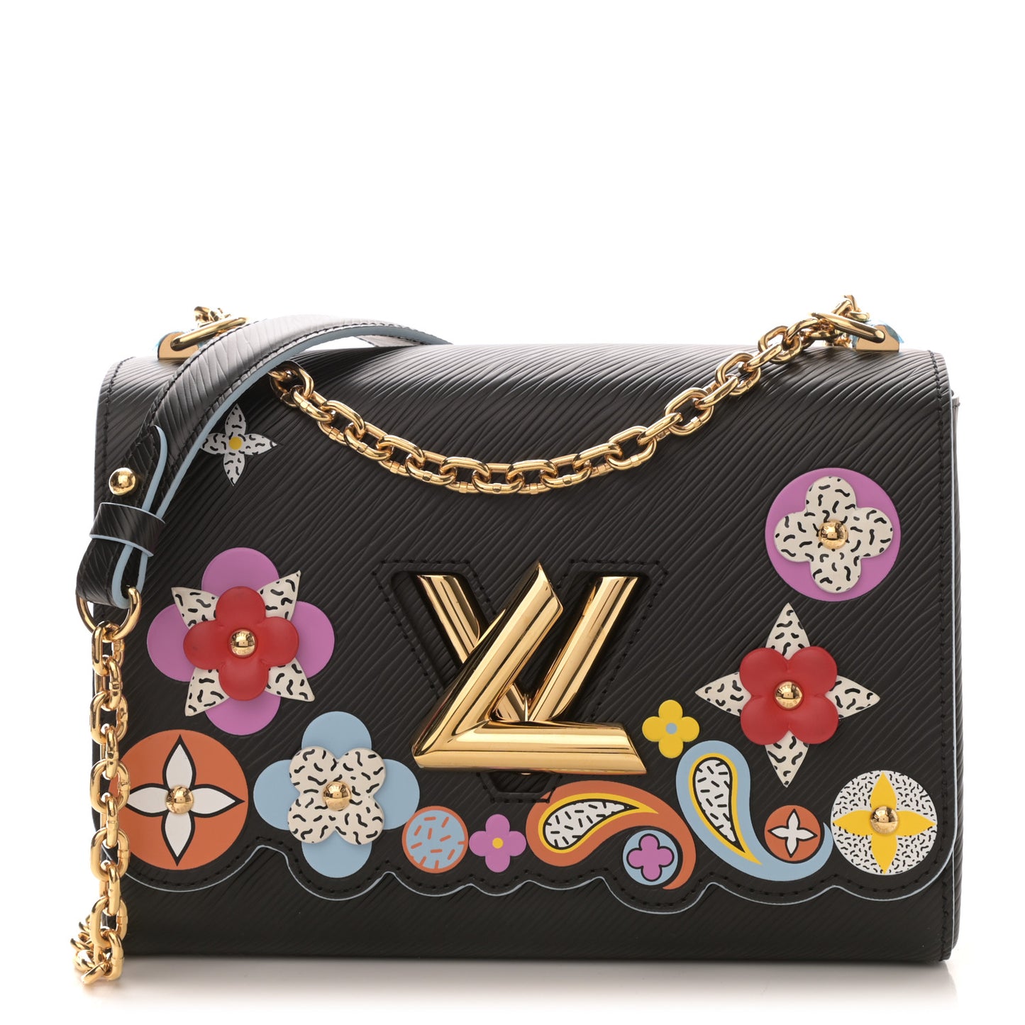 Epi Blooming Flowers Twist Shoulder Bag MM Black