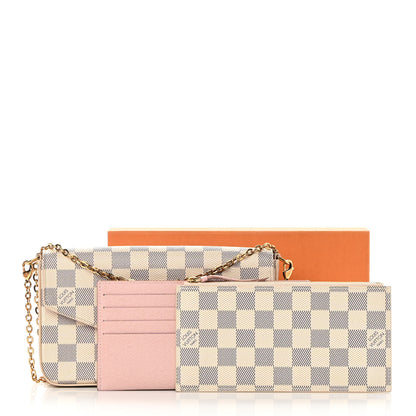 Louis Vuitton Damier Azur Pochette Felicie Chain Wallet Rose Ballerine 18 of 18