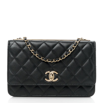 Chanel Lambskin Quilted Trendy CC Wallet On Chain WOC Black 1 of 14