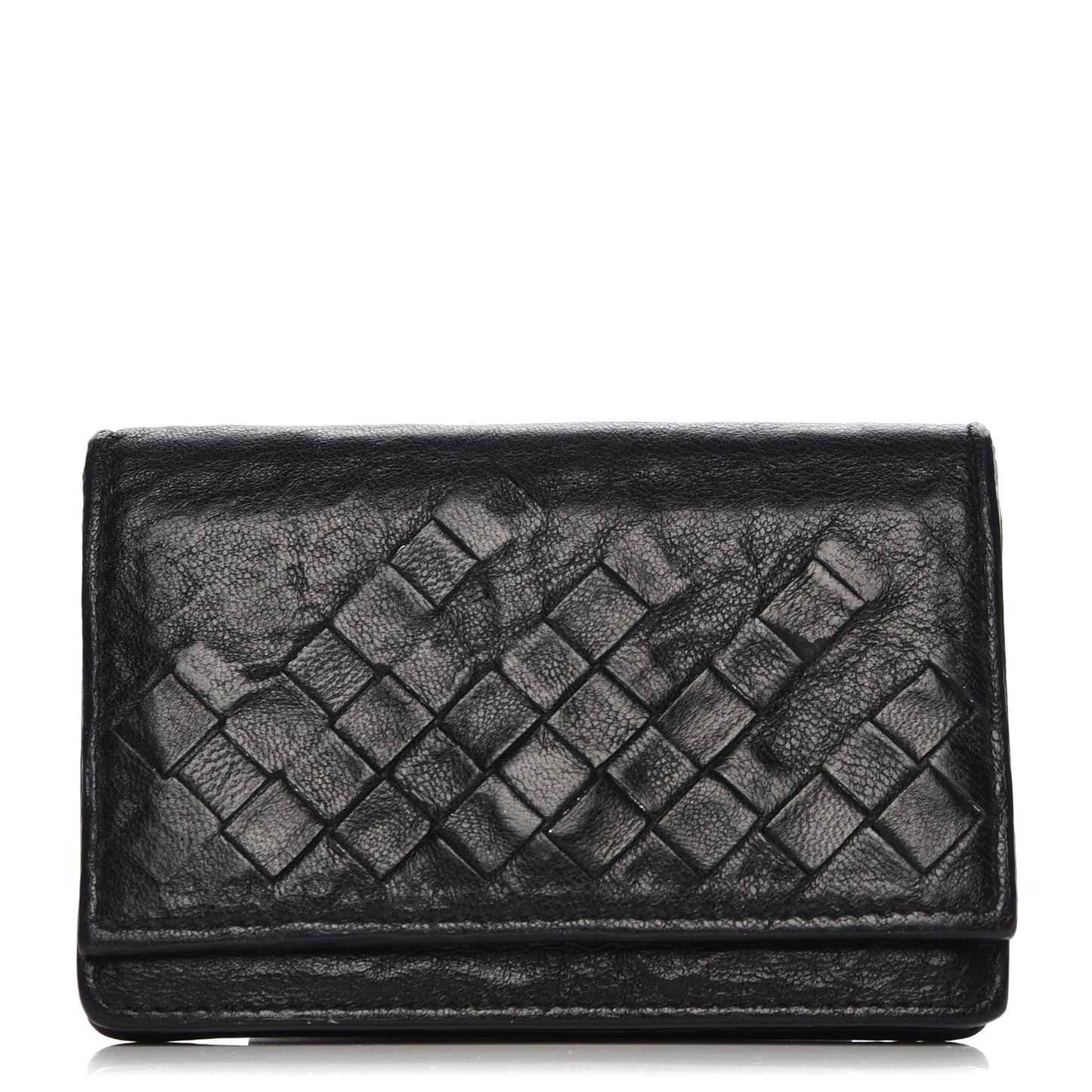 Washed Nappa Intrecciato Card Case Nero Black
