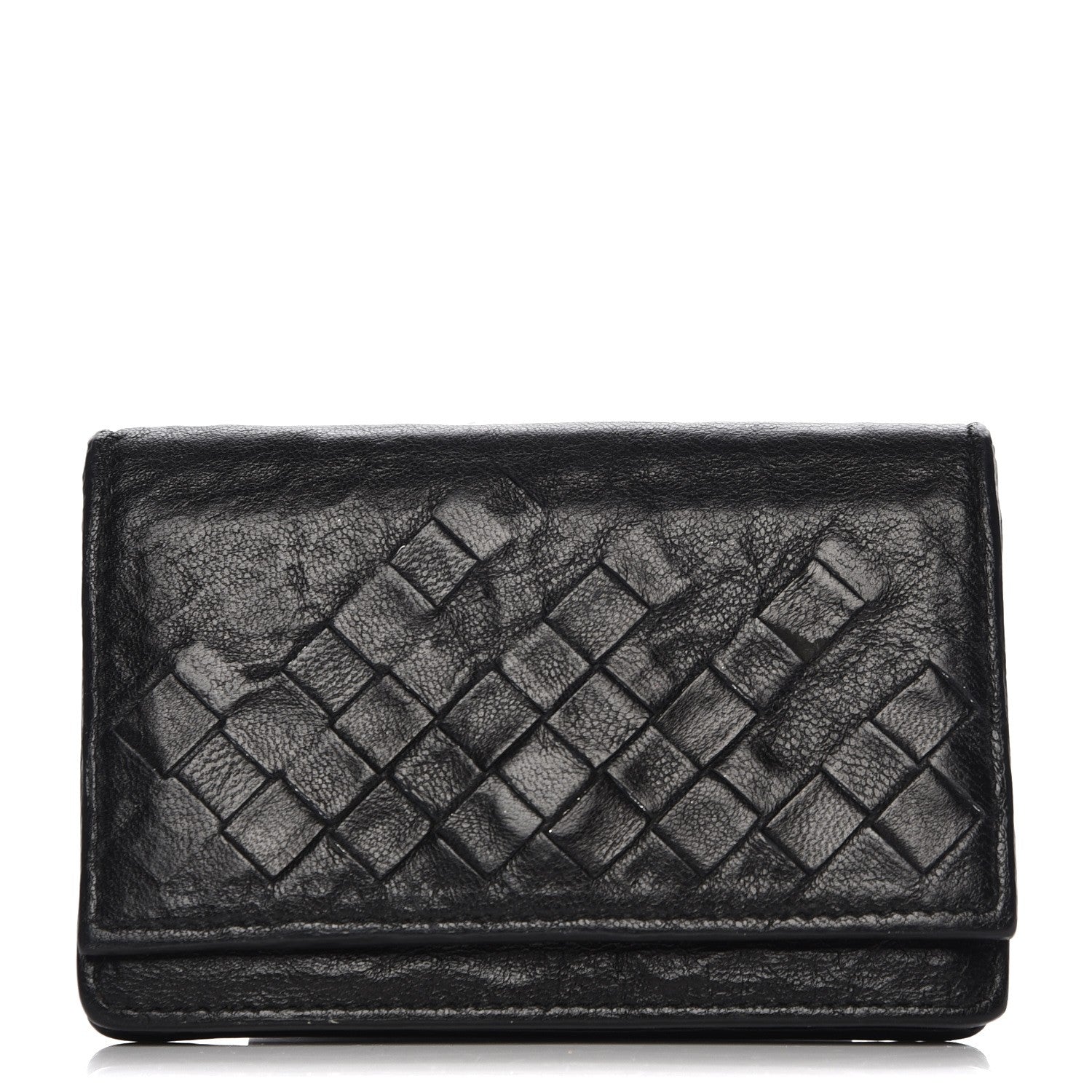 Bottega Veneta Washed Nappa Intrecciato Card Case Nero Black 1 of 7