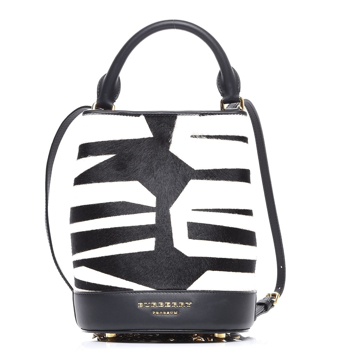 Burberry Calf Hair Small The Bucket Backpack Bag Natural White 1 of 8