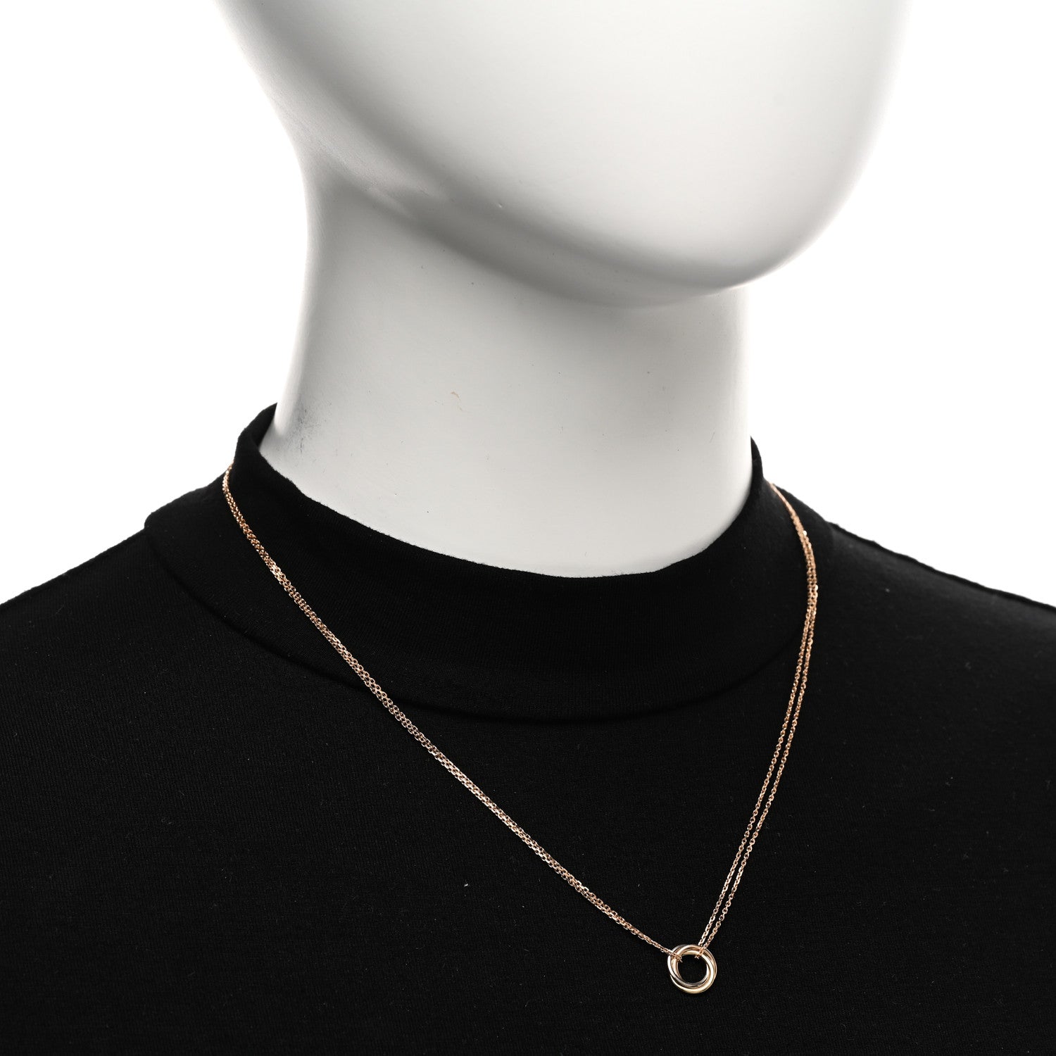 Cartier 18K Pink Yellow White Gold Trinity Double Chain Pendant Necklace 2 of 5