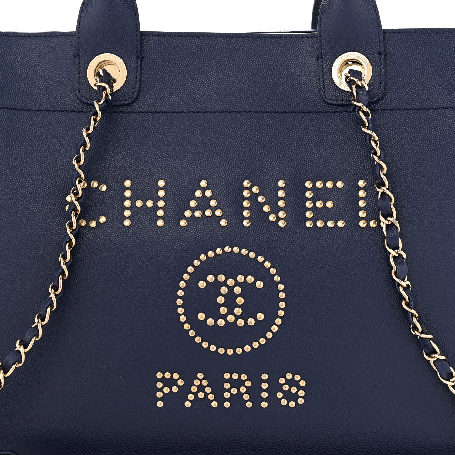 Chanel Caviar Medium Studded Deauville Tote Navy 9 of 12