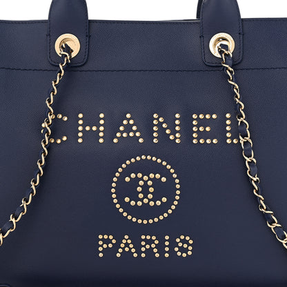 Chanel Caviar Medium Studded Deauville Tote Navy 9 of 12