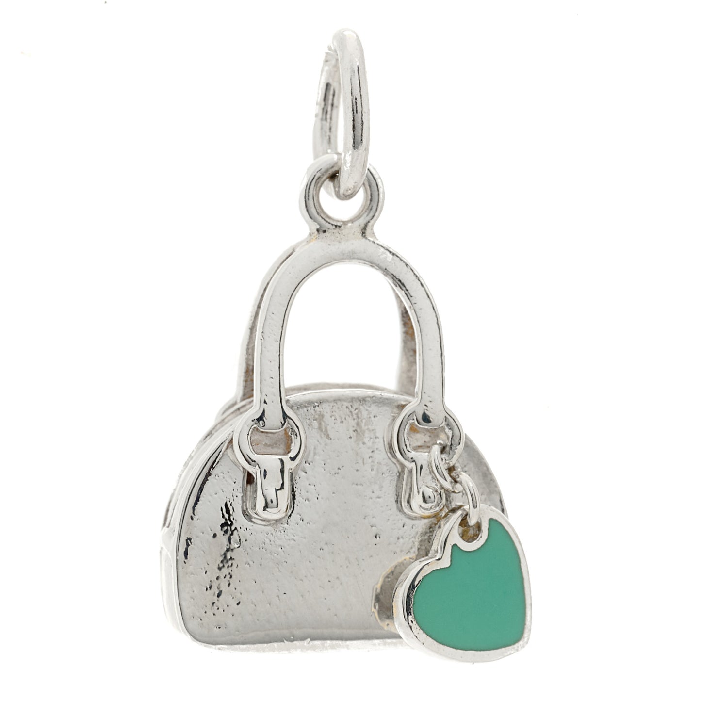 Sterling Silver Enamel Shopping Bag Heart Charm Blue