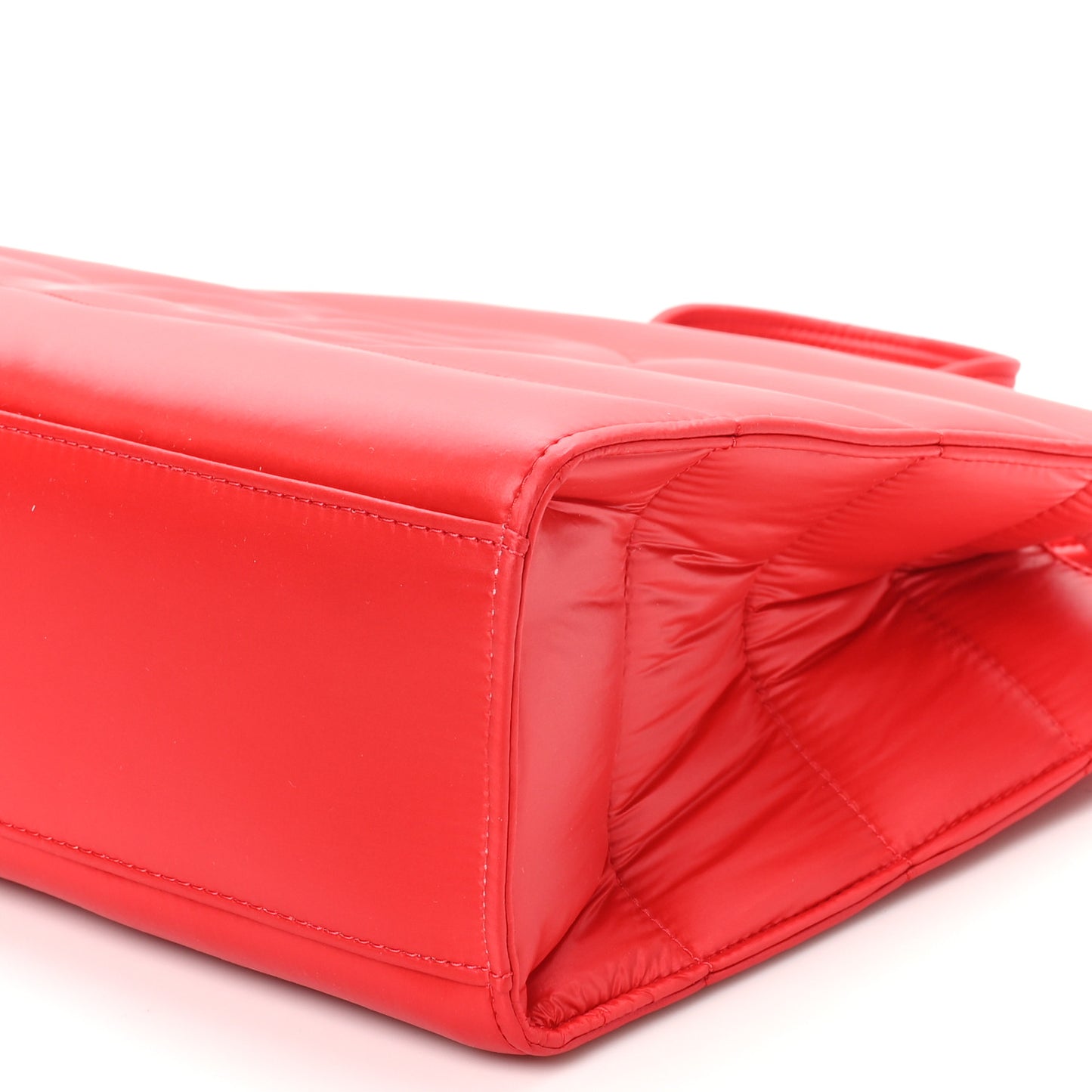 Nylon Medium Puff Shopping Bag Red