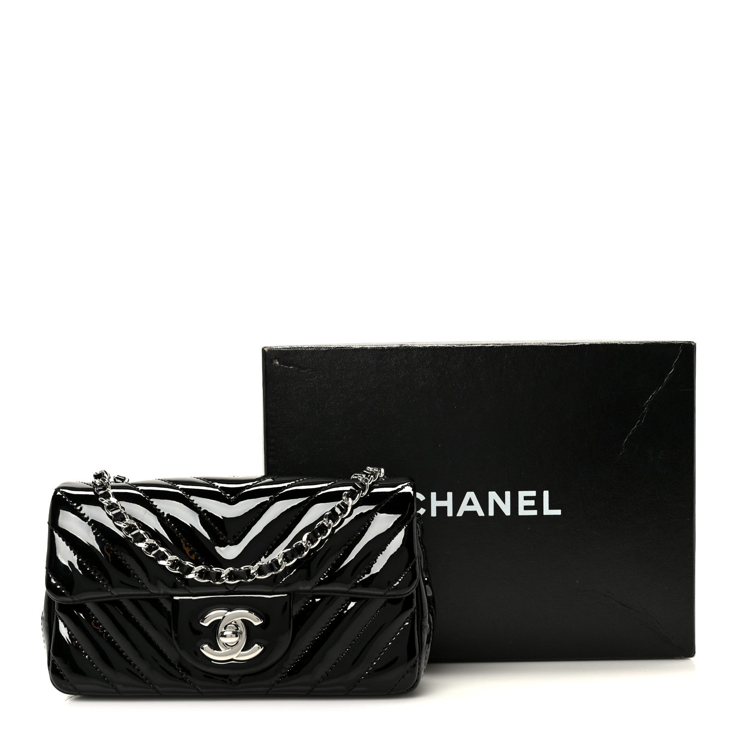 Chanel Patent Calfskin Chevron Quilted Extra Mini Flap Black 12 of 12