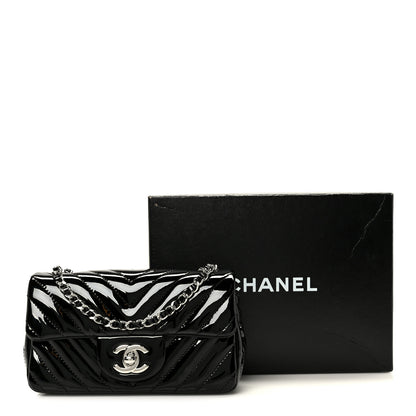 Chanel Patent Calfskin Chevron Quilted Extra Mini Flap Black 12 of 12