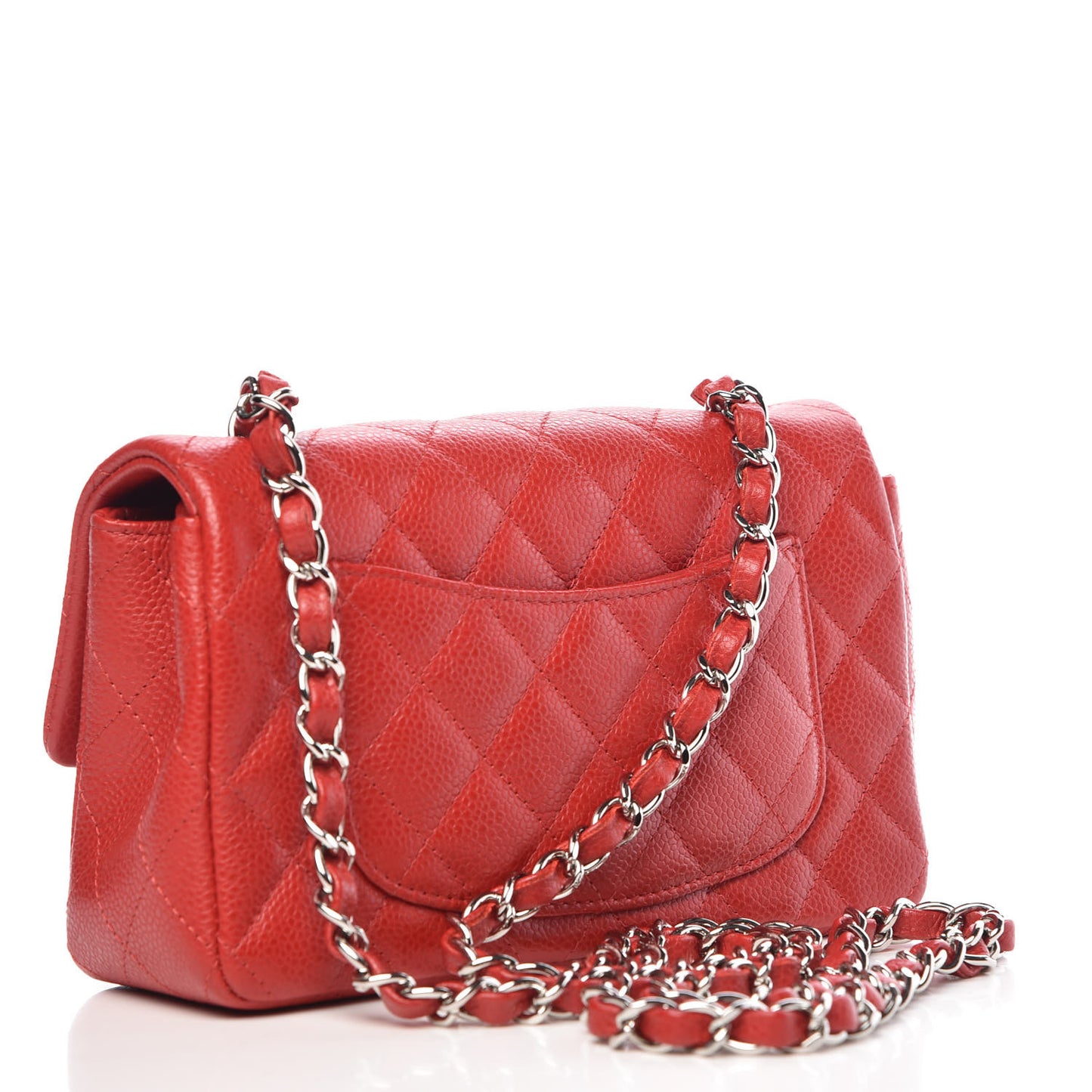 Caviar Quilted Mini Rectangular Flap Red