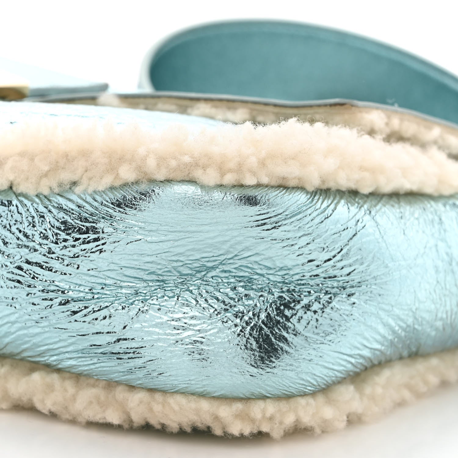 Fendi Metallic Lambskin Sheepskin Fur Re-Edition 2005-2006 Baguette Light Blue 11 of 12