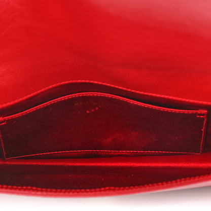 Saint Laurent Textured Patent Monogram Large Belle De Jour Clutch Red 5 of 11