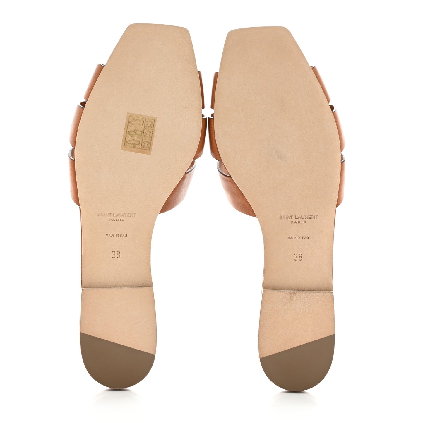 Calfskin Tribute 05 Slide Sandals 38 Amber