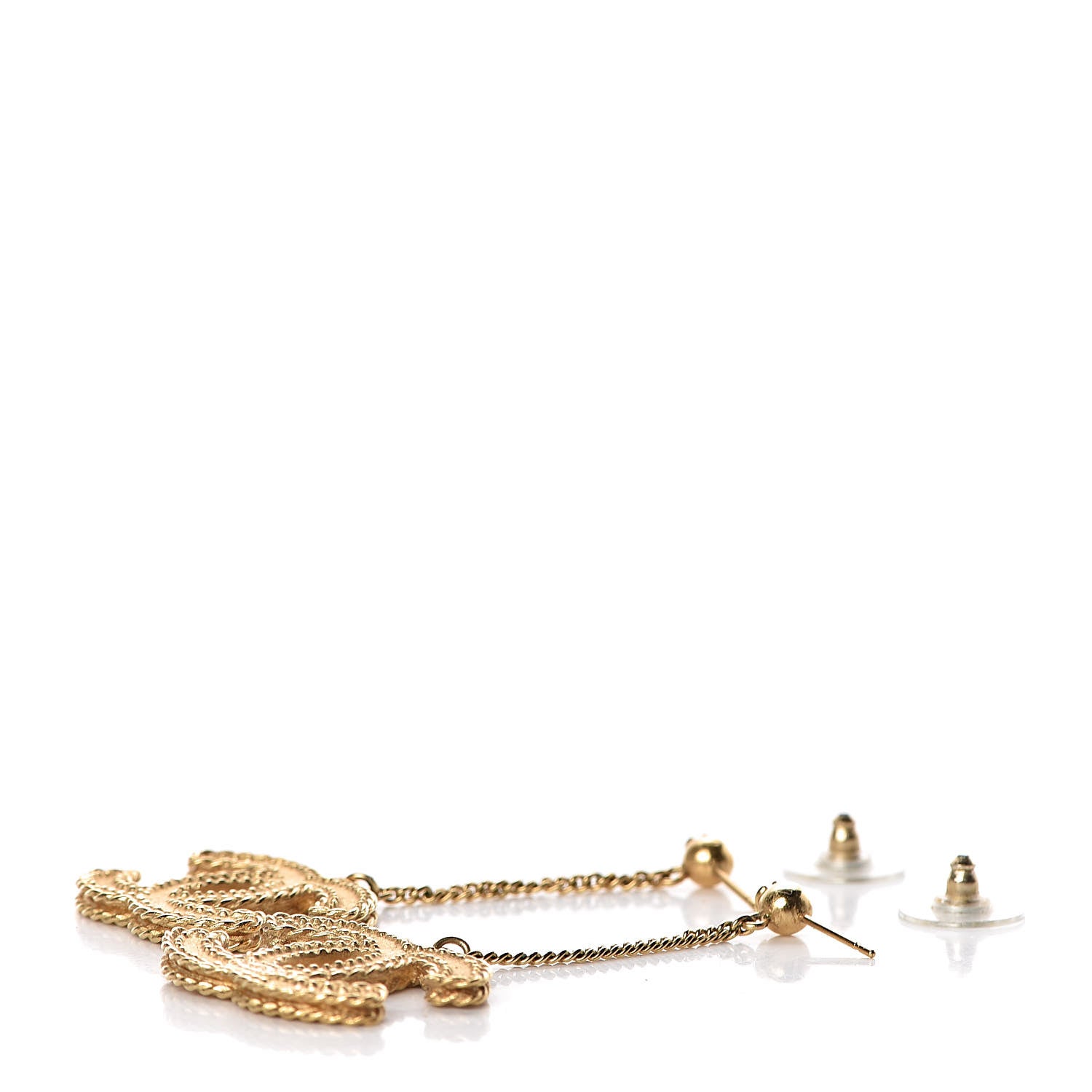 Chanel CC Drop Earrings Matte Gold 3 of 6